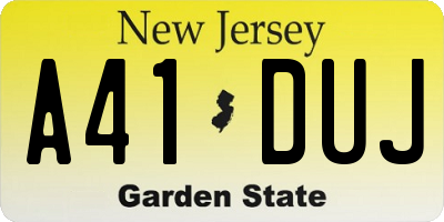NJ license plate A41DUJ