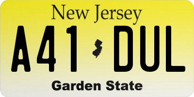 NJ license plate A41DUL