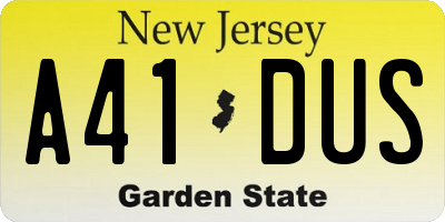 NJ license plate A41DUS