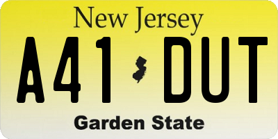 NJ license plate A41DUT