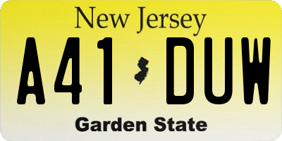 NJ license plate A41DUW