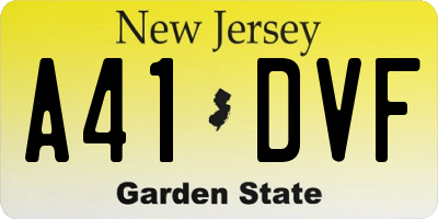 NJ license plate A41DVF
