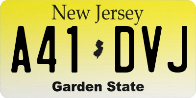 NJ license plate A41DVJ