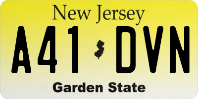 NJ license plate A41DVN