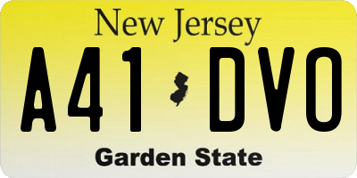 NJ license plate A41DVO