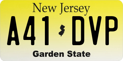 NJ license plate A41DVP