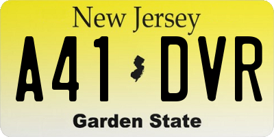 NJ license plate A41DVR