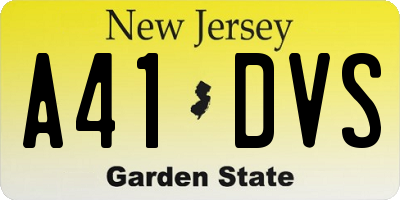 NJ license plate A41DVS