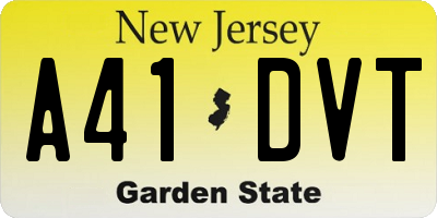 NJ license plate A41DVT