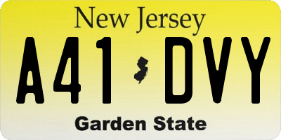 NJ license plate A41DVY