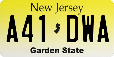 NJ license plate A41DWA