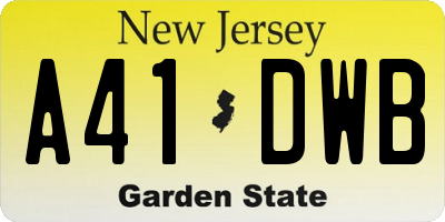 NJ license plate A41DWB