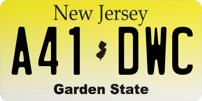 NJ license plate A41DWC