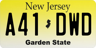 NJ license plate A41DWD