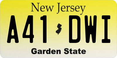 NJ license plate A41DWI