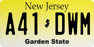 NJ license plate A41DWM