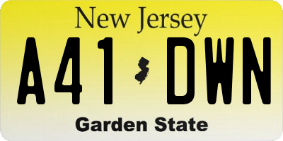 NJ license plate A41DWN