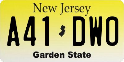 NJ license plate A41DWO
