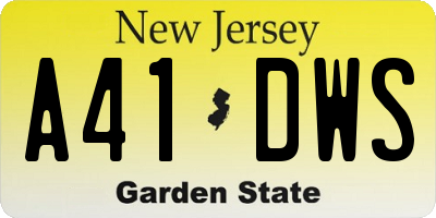 NJ license plate A41DWS