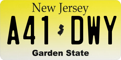 NJ license plate A41DWY