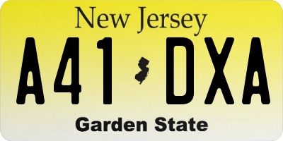 NJ license plate A41DXA