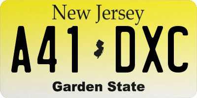 NJ license plate A41DXC