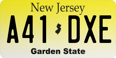 NJ license plate A41DXE