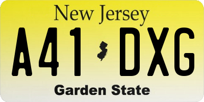NJ license plate A41DXG