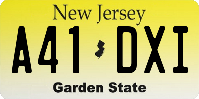NJ license plate A41DXI