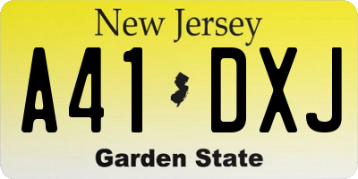 NJ license plate A41DXJ