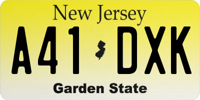 NJ license plate A41DXK