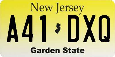NJ license plate A41DXQ
