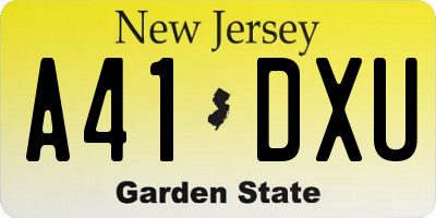 NJ license plate A41DXU