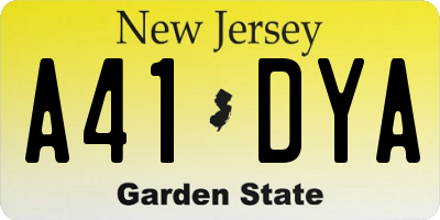 NJ license plate A41DYA