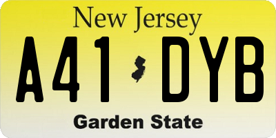 NJ license plate A41DYB