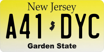 NJ license plate A41DYC
