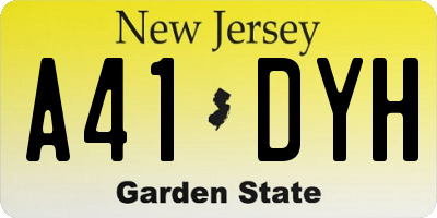 NJ license plate A41DYH