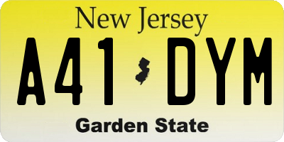 NJ license plate A41DYM