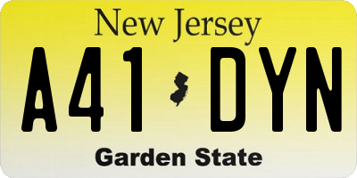 NJ license plate A41DYN