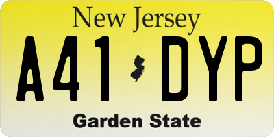 NJ license plate A41DYP