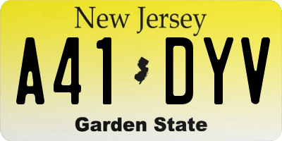 NJ license plate A41DYV