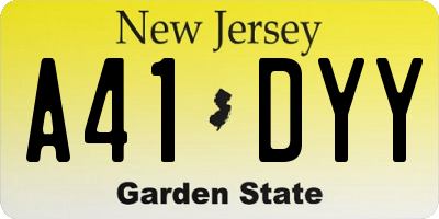 NJ license plate A41DYY