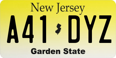 NJ license plate A41DYZ