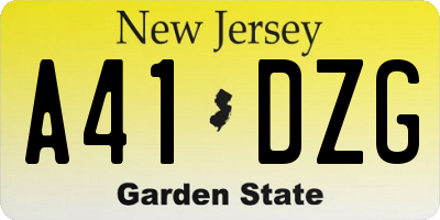 NJ license plate A41DZG