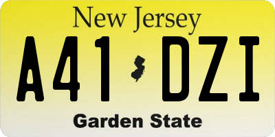 NJ license plate A41DZI