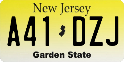 NJ license plate A41DZJ