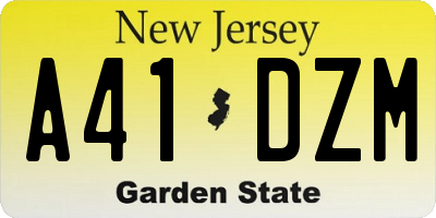 NJ license plate A41DZM