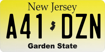 NJ license plate A41DZN