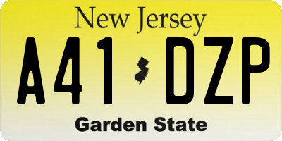 NJ license plate A41DZP