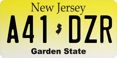 NJ license plate A41DZR